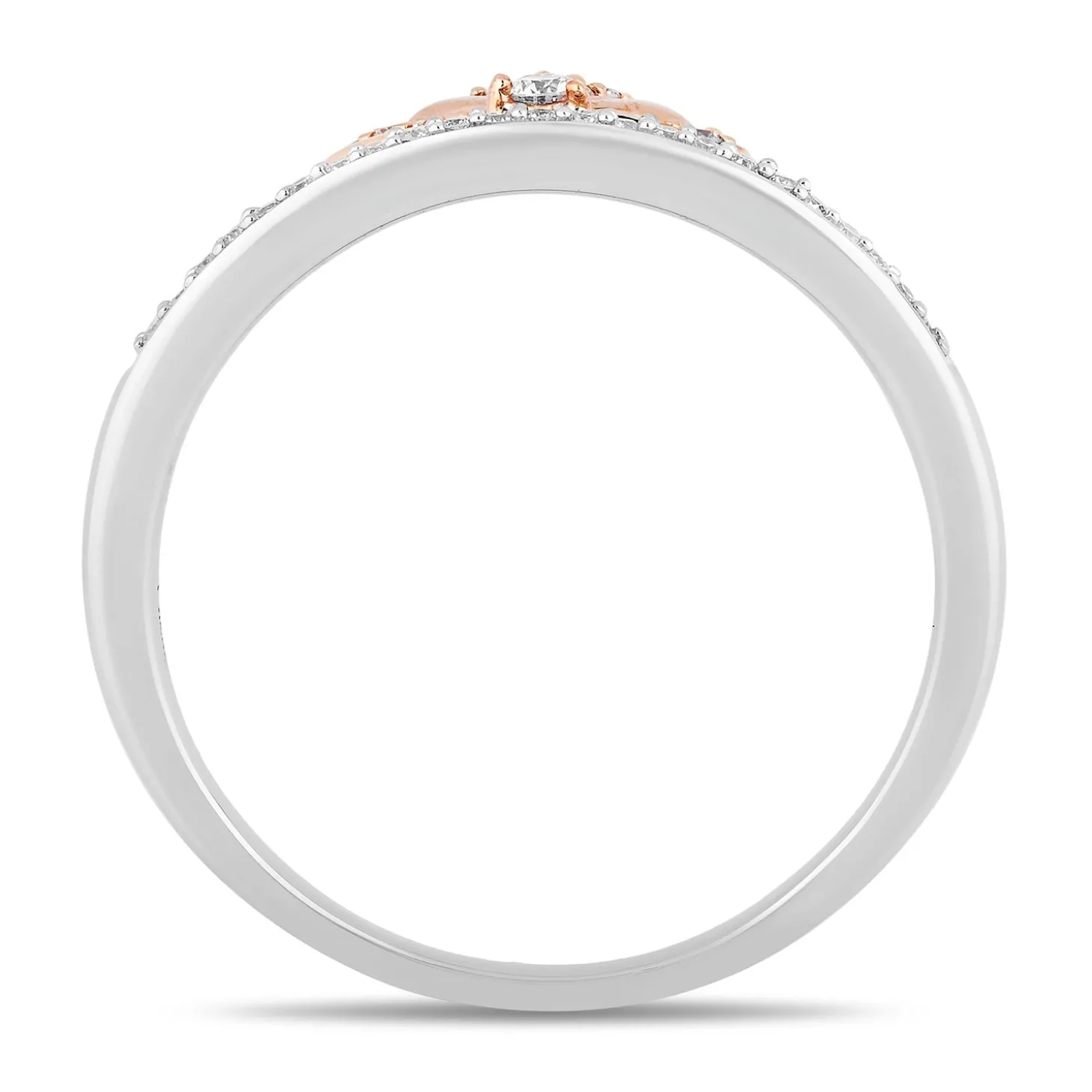 Enchanted Disney Fine Jewelry Sterling Silver and 10K Rose Gold with 1/6 CTTW Ariel Tiara Ring