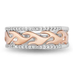 Enchanted Disney Fine Jewelry 10K Rose Gold and Sterling Silver with 1/5 CTTW Diamond Maleficent Flames Ring