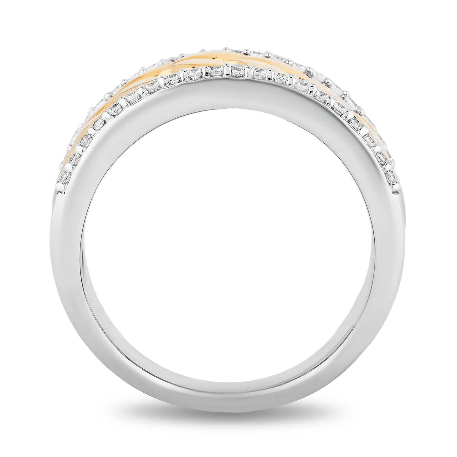 Enchanted Disney Fine Jewelry Sterling Silver and 10K Yellow Gold with 1/5 CTTW Diamond Anna Wheat Anniversary Band