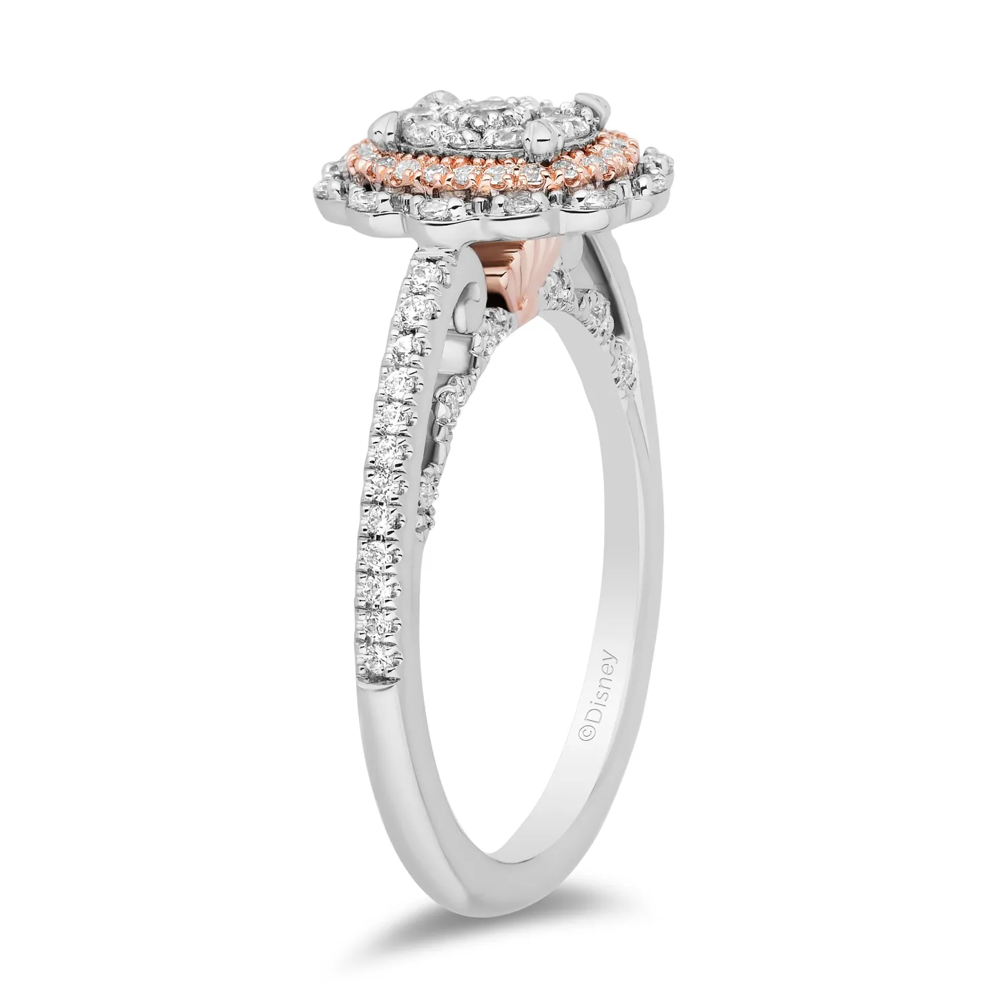 Enchanted Disney Fine Jewelry 14K White Gold and Rose Gold with 1/2 CTTW Diamonds Ariel Engagement Ring