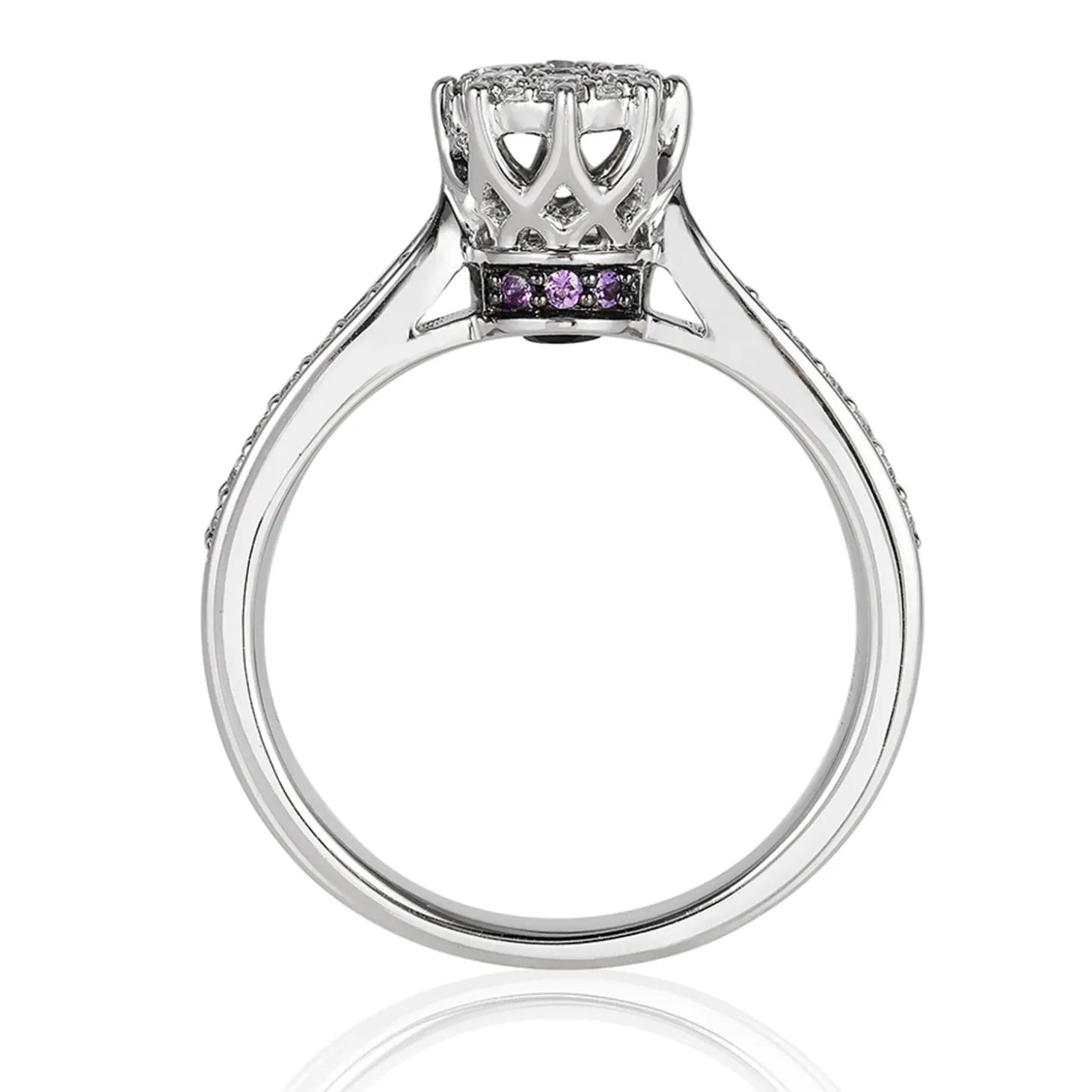 Enchanted Disney Fine Jewelry 10K White Gold with 1/3 CTTW Diamonds and Amethyst Ariel Engagement Ring