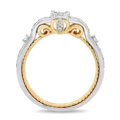 Enchanted Disney Fine Jewelry 14K White Gold And Yellow Gold with 1/4 CTTW Cinderella Promise Ring