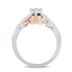 Enchanted Disney Fine Jewelry 10K White Gold and Rose Gold 1/3 CTTW Ariel Shell Engagement Ring