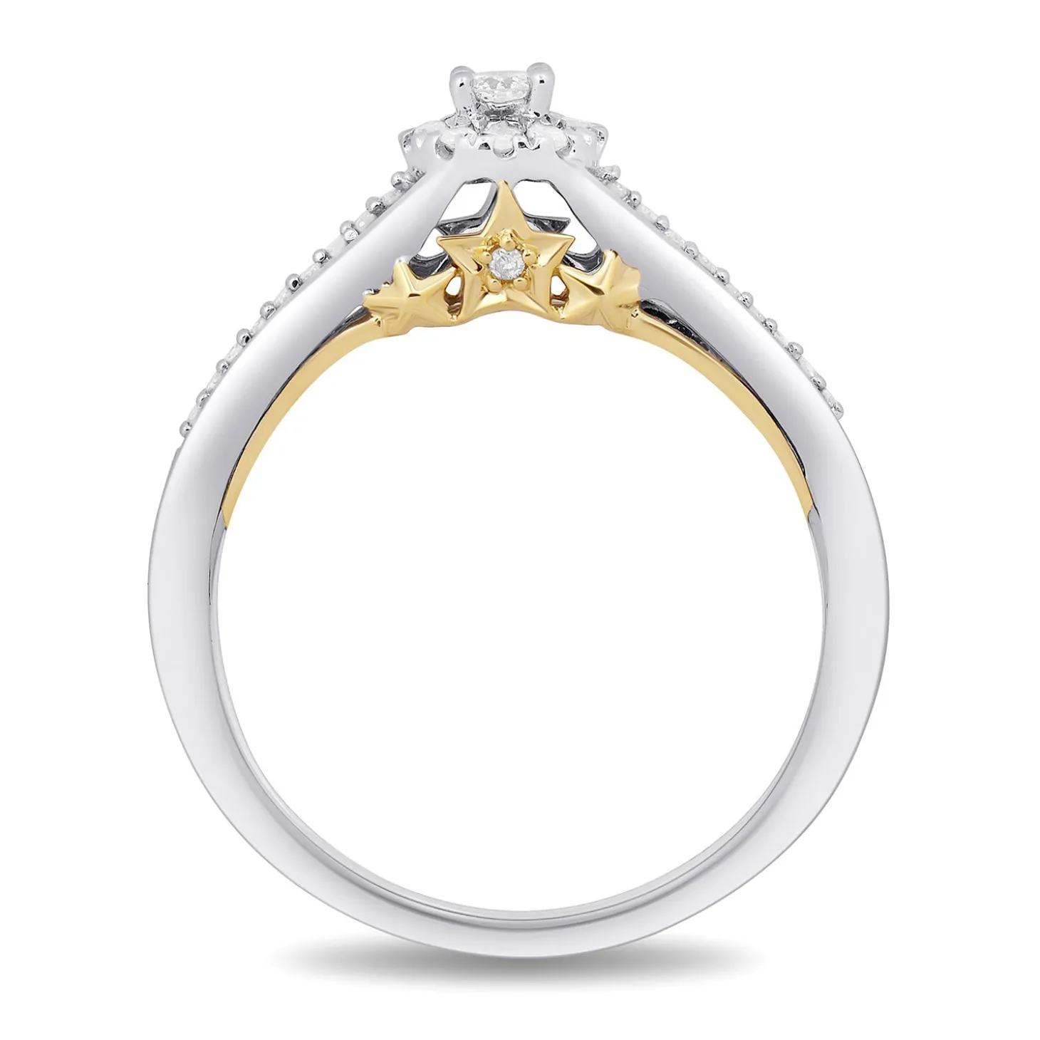 Enchanted Disney Fine Jewelry 10k White Gold and Yellow Gold with 1/5 CTTW Tinker Bell Promise Ring