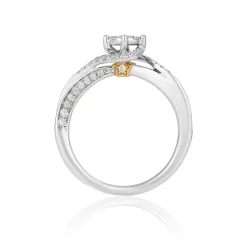 Enchanted Disney Fine Jewelry 10K White Gold and Yellow Gold with 1/3 CTTW Diamond Tinker Bell Engagement Ring