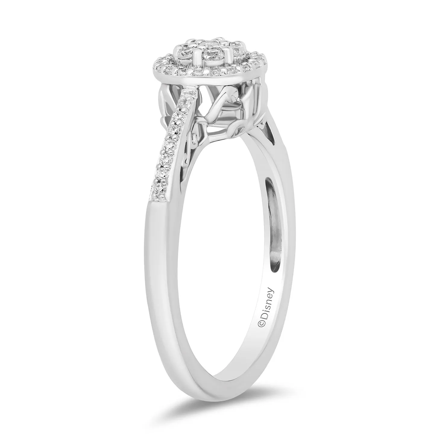 Enchanted Disney Fine Jewelry 14K White Gold with 1/2 CTTW Diamonds Cinderella Engagement Ring