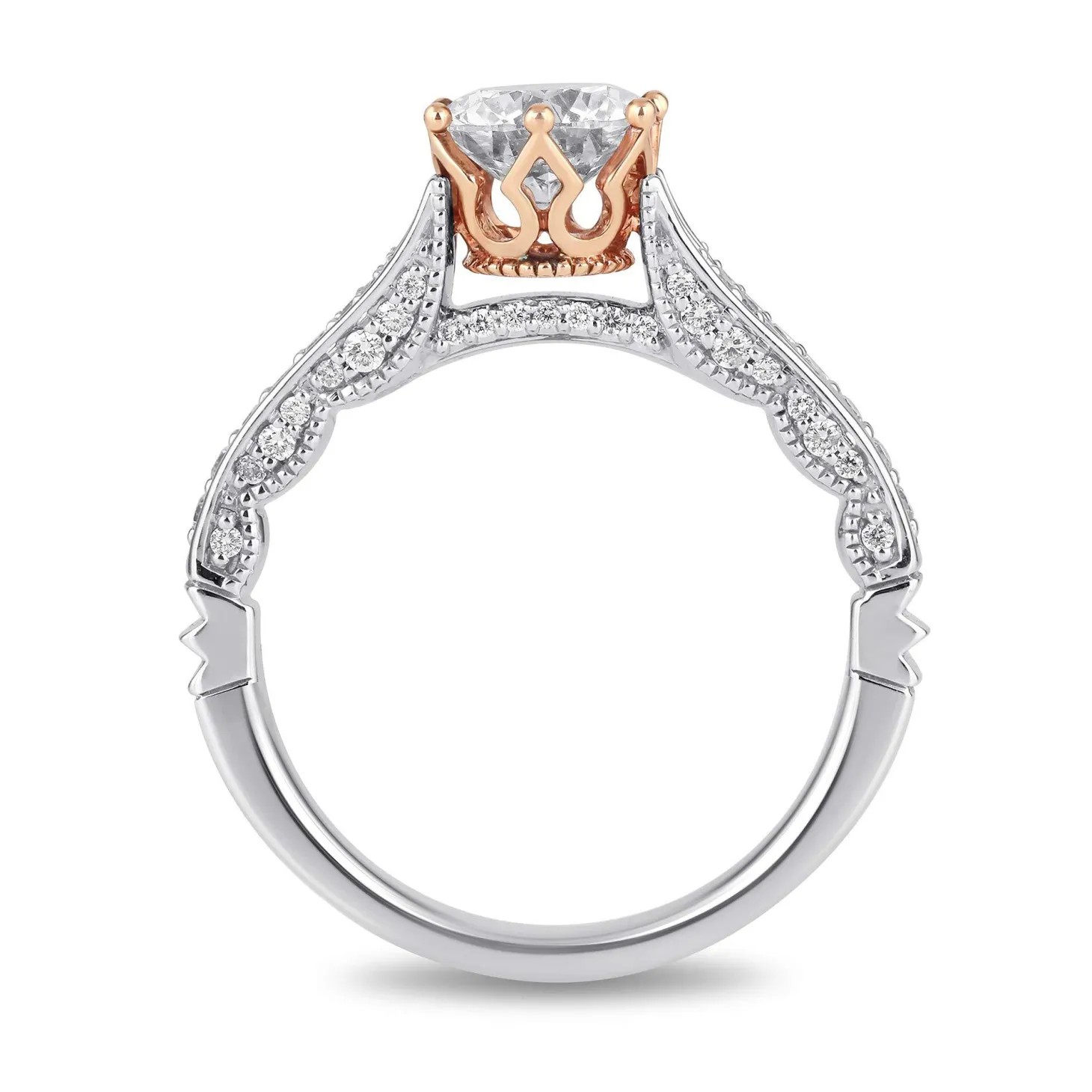 Enchanted Disney Fine Jewelry 14K White Gold and Rose Gold with 1 1/4 CTTW Majestic Princess Engagement Ring