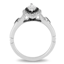 Enchanted Disney Fine Jewelry 14K White Gold with 3/4 CTTW White and Black Round Diamond Maleficent Engagement Ring