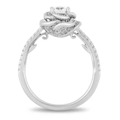 Enchanted Disney Fine Jewelry 14K White Gold with 1 CTTW Diamond Belle Rose Bridal Ring