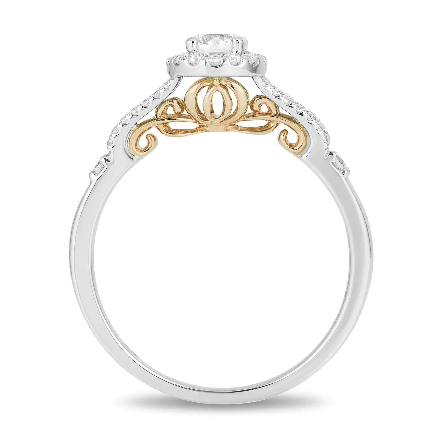 Enchanted Disney Fine Jewelry 14K White Gold and Yellow Gold With 1/2 CTTW Diamond Cinderella Engagement Ring