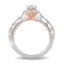 Enchanted Disney Fine Jewelry 14K White Gold and Rose Gold with 9/10 CTTW Diamond Belle Engagement Ring