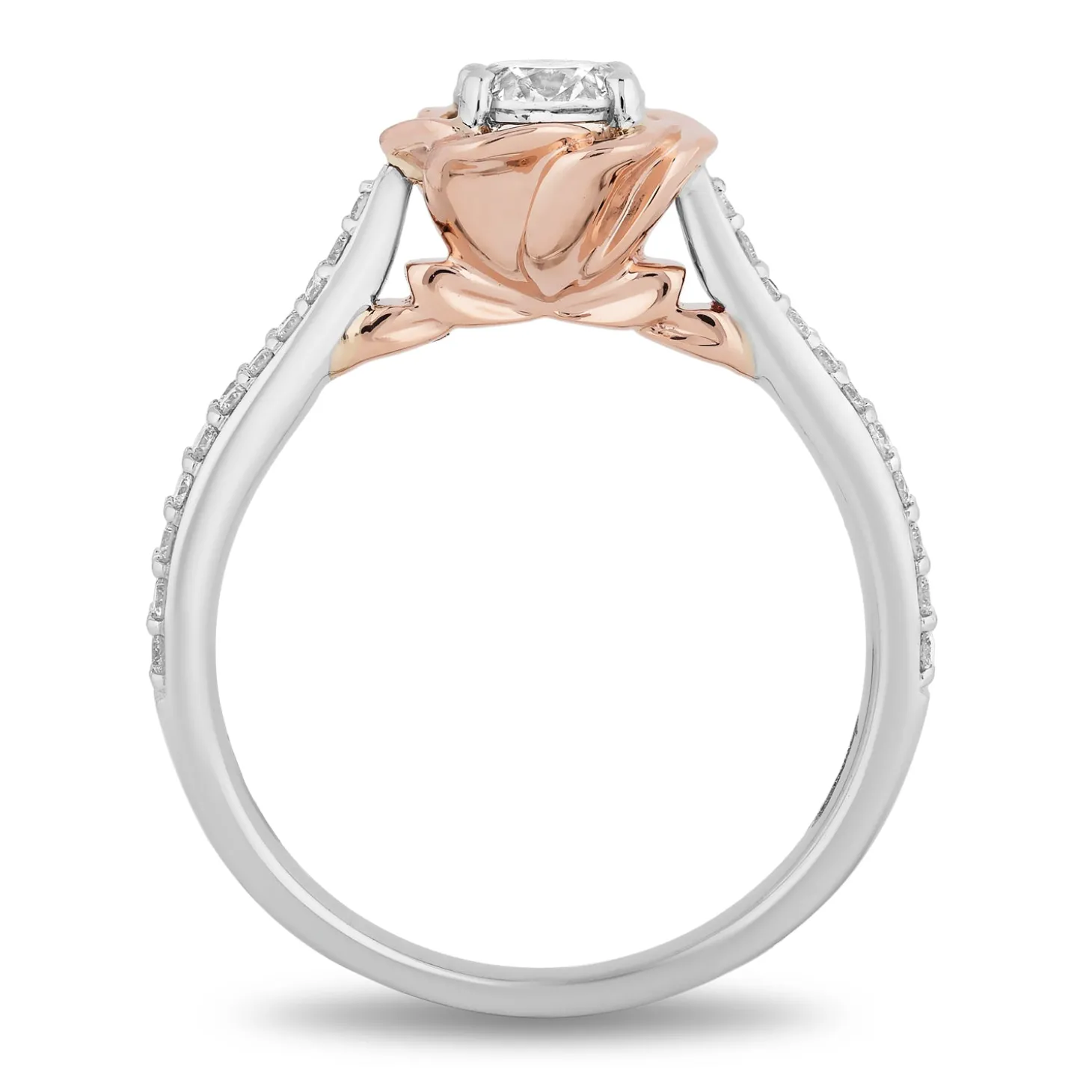 Enchanted Disney Fine Jewelry 14K White Gold and Rose Gold 3/4 CTTW Diamond Belle Bridal Ring