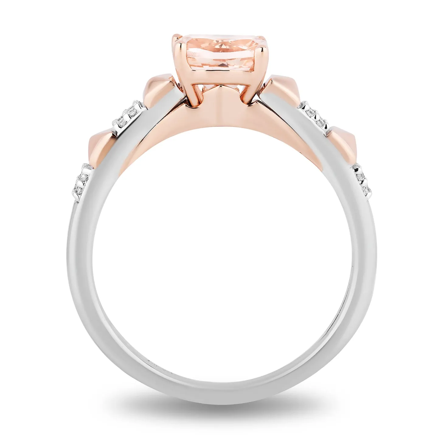 Enchanted Disney Fine Jewelry Sterling Silver and 10K Rose Gold with 1/20 CTTW Diamonds and Morganite Aurora Ring