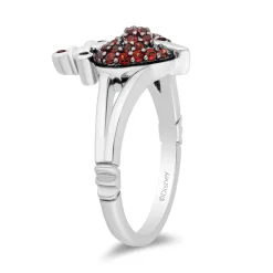 Enchanted Disney Fine Jewelry Black Rhodium over Sterling Silver With Black Diamond Accent and Garnet Evil Queen Dagger Ring