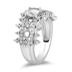 Enchanted Disney Fine Jewelry Sterling Silver with 1/3 CTTW Diamond and White Topaz Majestic Princess Ring