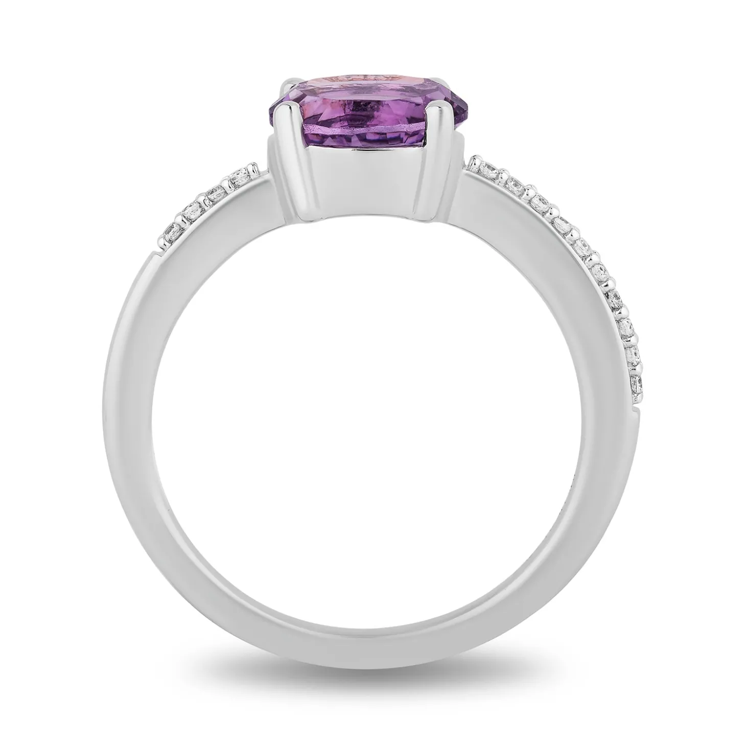 Enchanted Disney Fine Jewelry Sterling Silver and 10K Yellow and Rose Gold 1/6 CTTW Diamond with Green and Purple Amethyst Stepsisters Stackable Ring