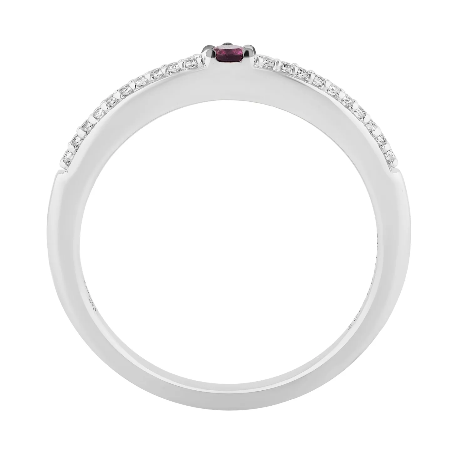 Enchanted Disney Fine Jewelry Sterling Silver and 10K Rose Gold With 1/5 CTTW Diamond with Round Swiss Blue Topaz and Rhodolite Garnet Elsa and Anna Duo Stack Ring