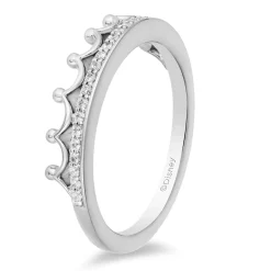 Enchanted Disney Fine Jewelry 10K White Gold 1/10 CTTW Diamond Majestic Princess Tiara Ring