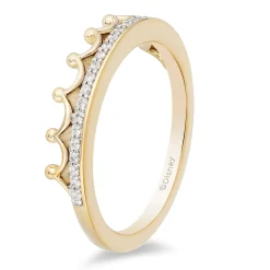 Enchanted Disney Fine Jewelry 10K Yellow Gold 1/10 CTTW Diamond Majestic Princess Tiara Ring