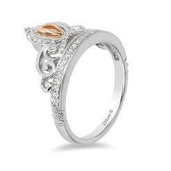 Enchanted Disney Fine Jewelry Sterling Silver and 10K Rose Gold 1/6 CTTW Cinderella Tiara Ring