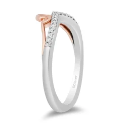 Enchanted Disney Fine Jewelry Sterling Silver and 10K Rose Gold with 1/10 CTTW Diamond Aurora Tiara Ring