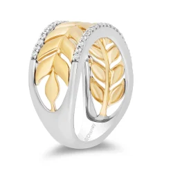 Enchanted Disney Fine Jewelry Sterling Silver and 10K Yellow Gold with 1/5 CTTW Diamond Anna Wheat Anniversary Band