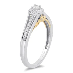 Enchanted Disney Fine Jewelry 10k White Gold and Yellow Gold with 1/5 CTTW Tinker Bell Promise Ring