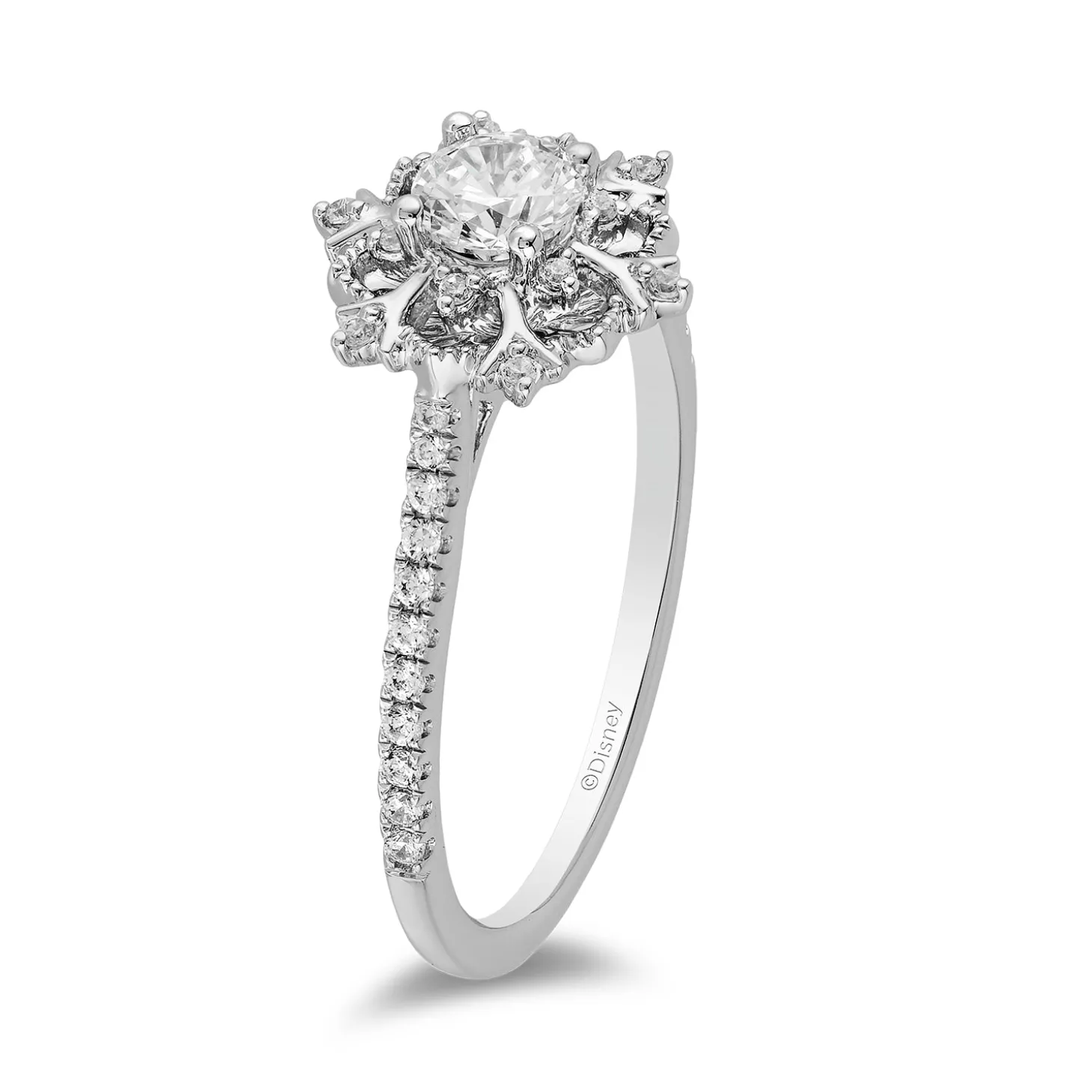 Enchanted Disney Fine Jewelry 14K White Gold with 1/2 CTTW Diamond Elsa Engagement Ring