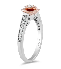 Enchanted Disney Fine Jewelry Sterling Silver And 10K Rose Gold 1/5 CTTW Belle Ring