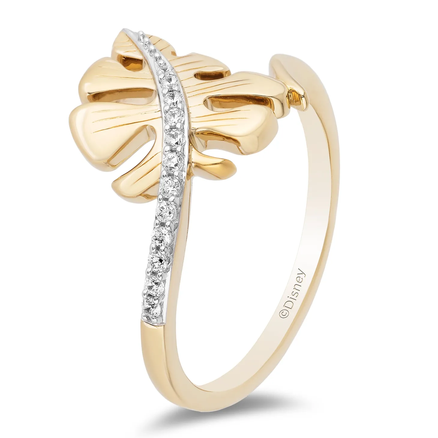 Enchanted Disney Fine Jewelry 14K Yellow Gold over Sterling Silver 1/10 CTTW Moana Ring