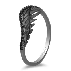 Enchanted Disney Fine Jewelry Sterling Silver with Black Rhodium 1/8 CTTW Maleficent Wings Ring