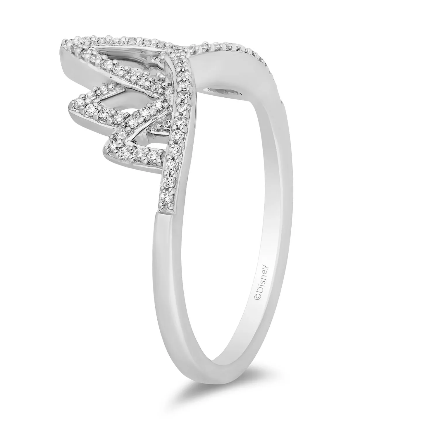Enchanted Disney Fine Jewelry Sterling Silver With 1/5 CTTW Diamond Tiana Crown Ring