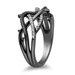 Enchanted Disney Fine Jewelry Black Rhodium over Sterling Silver with 1/6 CTTW Diamond Maleficent Ring