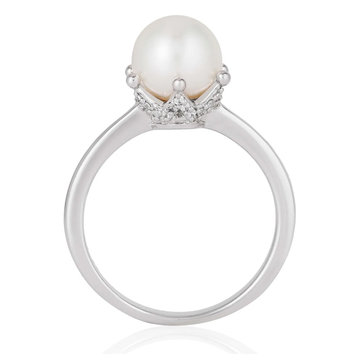 Enchanted Disney Fine Jewelry Sterling Silver with 1/10 CTTW Diamond and Pearl Ariel Disney Ring