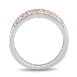 Enchanted Disney Fine Jewelry 10K Rose Gold and Sterling Silver with 1/5 CTTW Diamond Maleficent Flames Ring