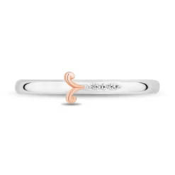 Enchanted Disney Fine Jewelry 14K Rose Gold Over Sterling Silver with 1/10 CTTW Diamonds and Red Garnet Mulan Stackable Ring