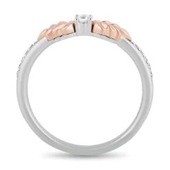 Enchanted Disney Fine Jewelry Sterling Silver and 10K Rose Gold With 1/5 CTTW Diamond Elsa and Anna Duo Stack Ring