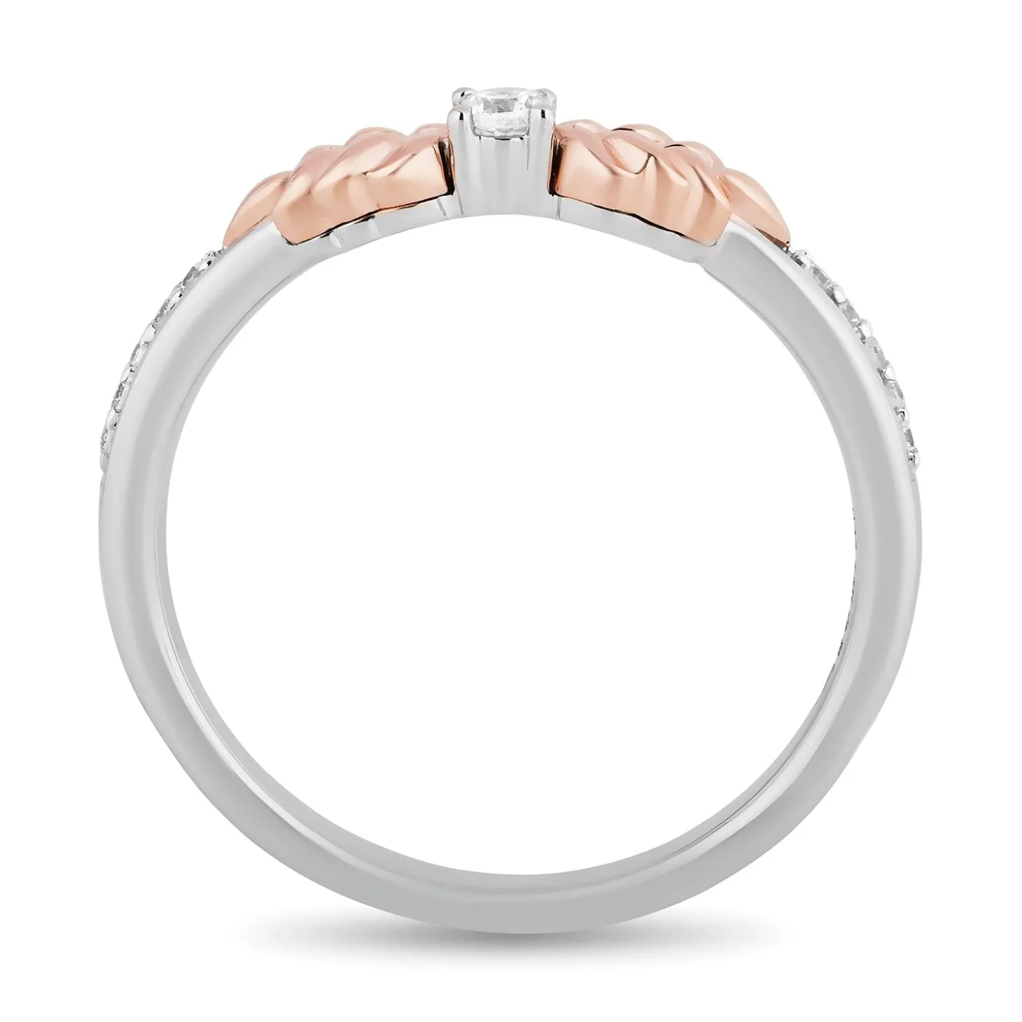 Enchanted Disney Fine Jewelry Sterling Silver and 10K Rose Gold With 1/5 CTTW Diamond Elsa and Anna Duo Stack Ring