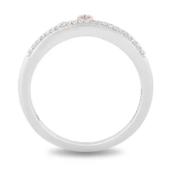 Enchanted Disney Fine Jewelry Sterling Silver and 10K Rose Gold With 1/6 CTTW Diamond Elsa and Anna Duo Stack Ring