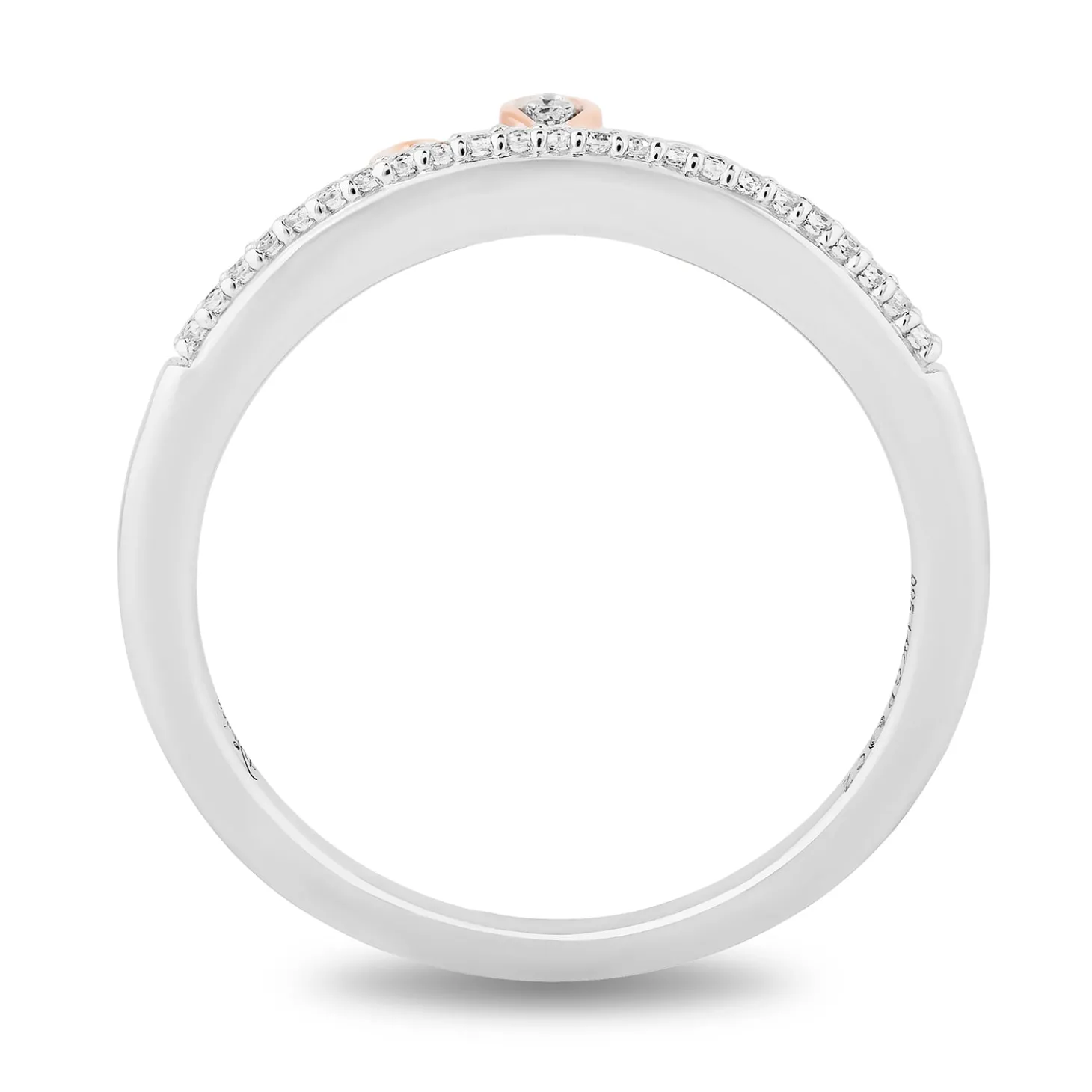 Enchanted Disney Fine Jewelry Sterling Silver and 10K Rose Gold With 1/6 CTTW Diamond Elsa and Anna Duo Stack Ring