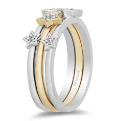 Enchanted Disney Fine Jewelry Sterling Silver and 10K Yellow Gold with 1/10 CTTW Diamonds Tinker Bell Ring