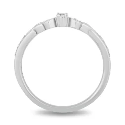 Enchanted Disney Fine Jewelry Sterling Silver and 10K Rose Gold With 1/5 CTTW Diamond Elsa and Anna Duo Stack Ring