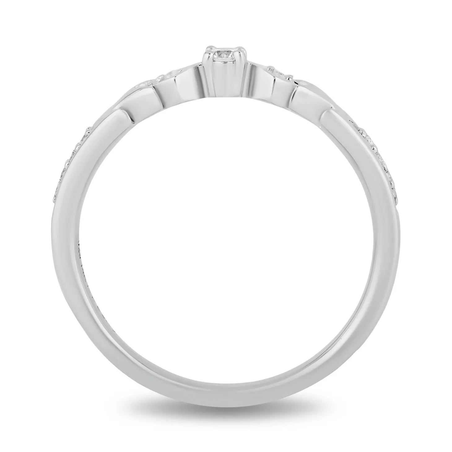 Enchanted Disney Fine Jewelry Sterling Silver and 10K Rose Gold With 1/5 CTTW Diamond Elsa and Anna Duo Stack Ring