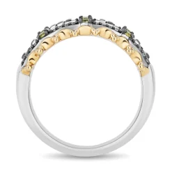 Enchanted Disney Fine 'Princess and Frog Anniversary' Special Jewelry Black Rhodium Over Sterling Silver and 10K Yellow Gold with 1/8 CTTW Diamonds and Peridot Princess and the Frog 15th Anniversary Tiana Ring