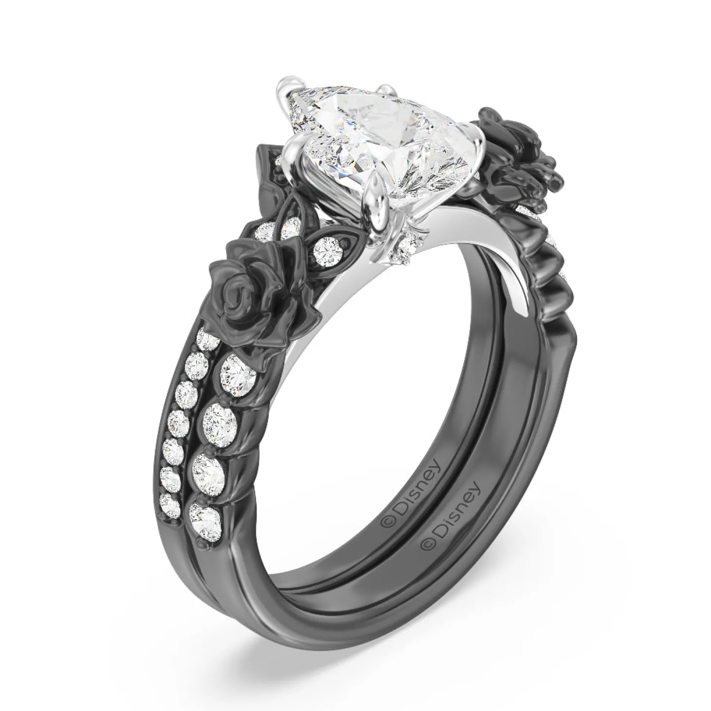 Enchanted Star Lab Grown Diamond 14K Gold Maleficent Rose Engagement Ring Set