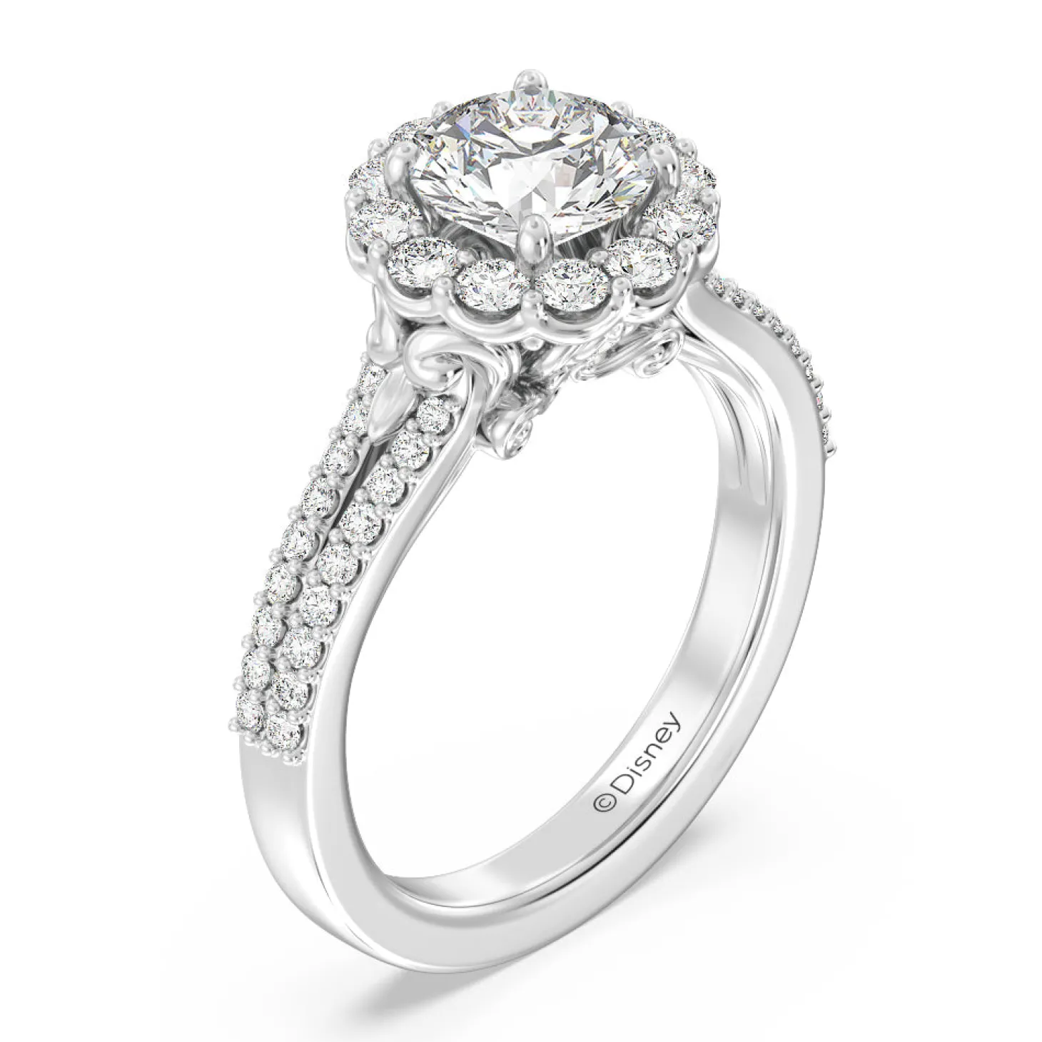 Enchanted Star Lab Grown Diamond 14K Gold Cinderella Split Shank Halo Engagement Ring