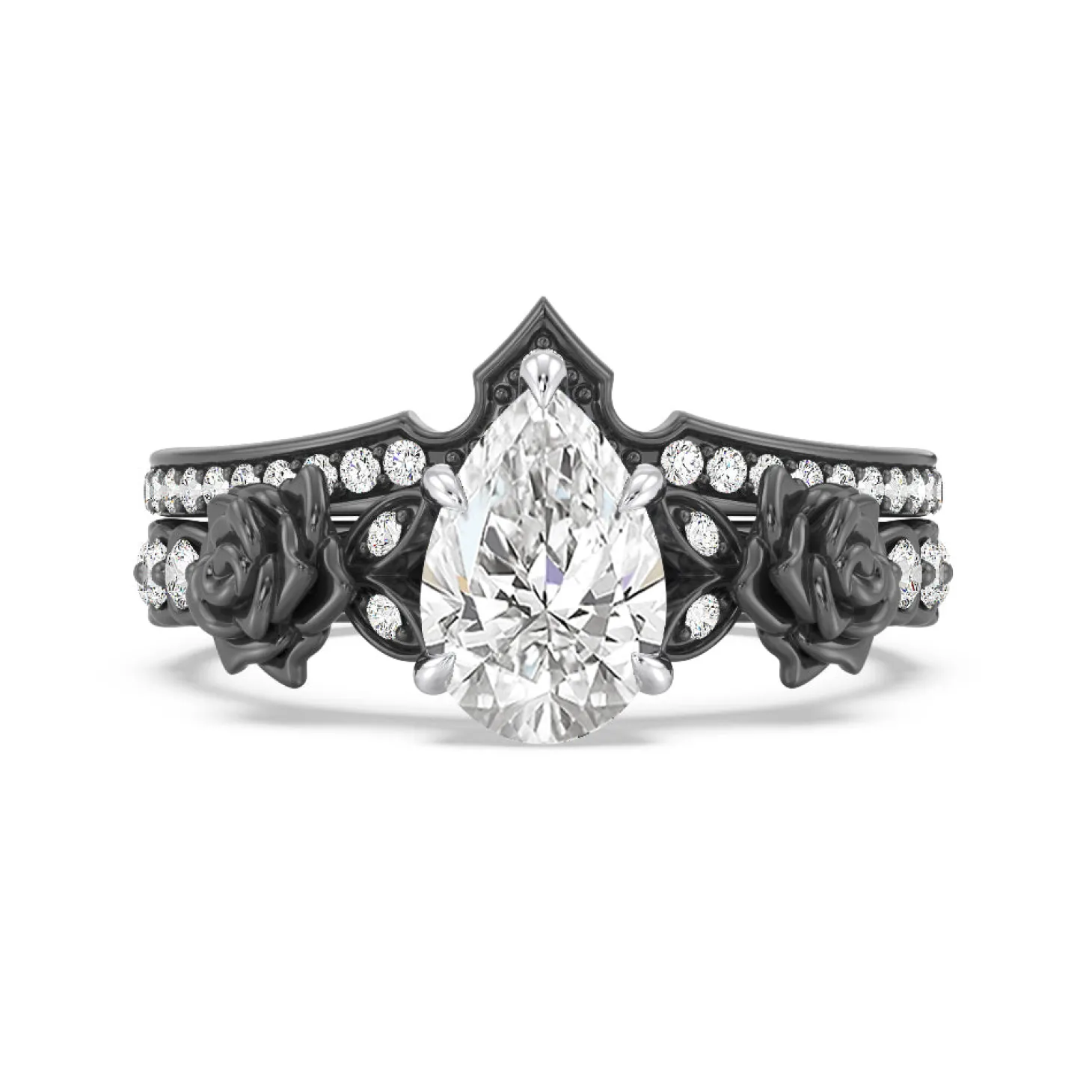 Enchanted Star Lab Grown Diamond 14K Gold Maleficent Rose Engagement Ring Set