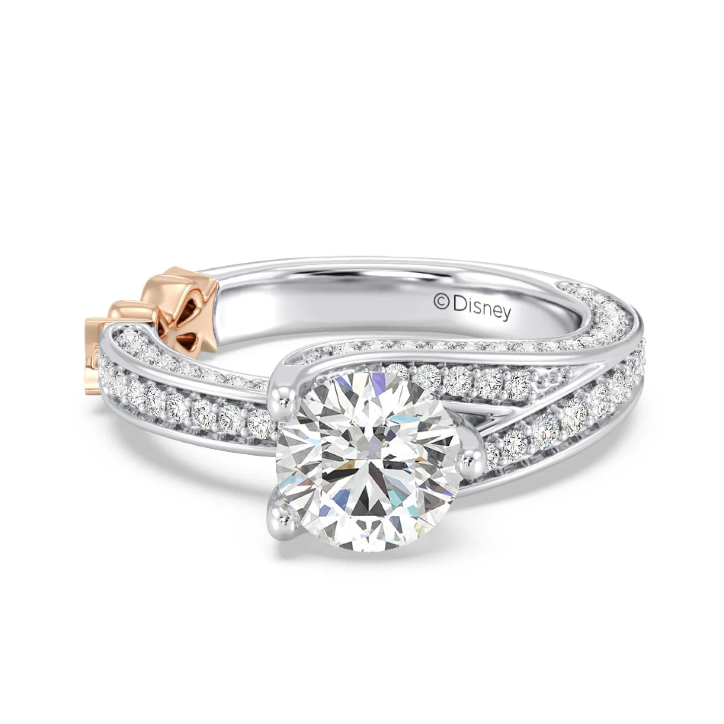 Enchanted Star Lab Grown Diamond 14K Gold Snow White Tapered Shank Engagement Ring