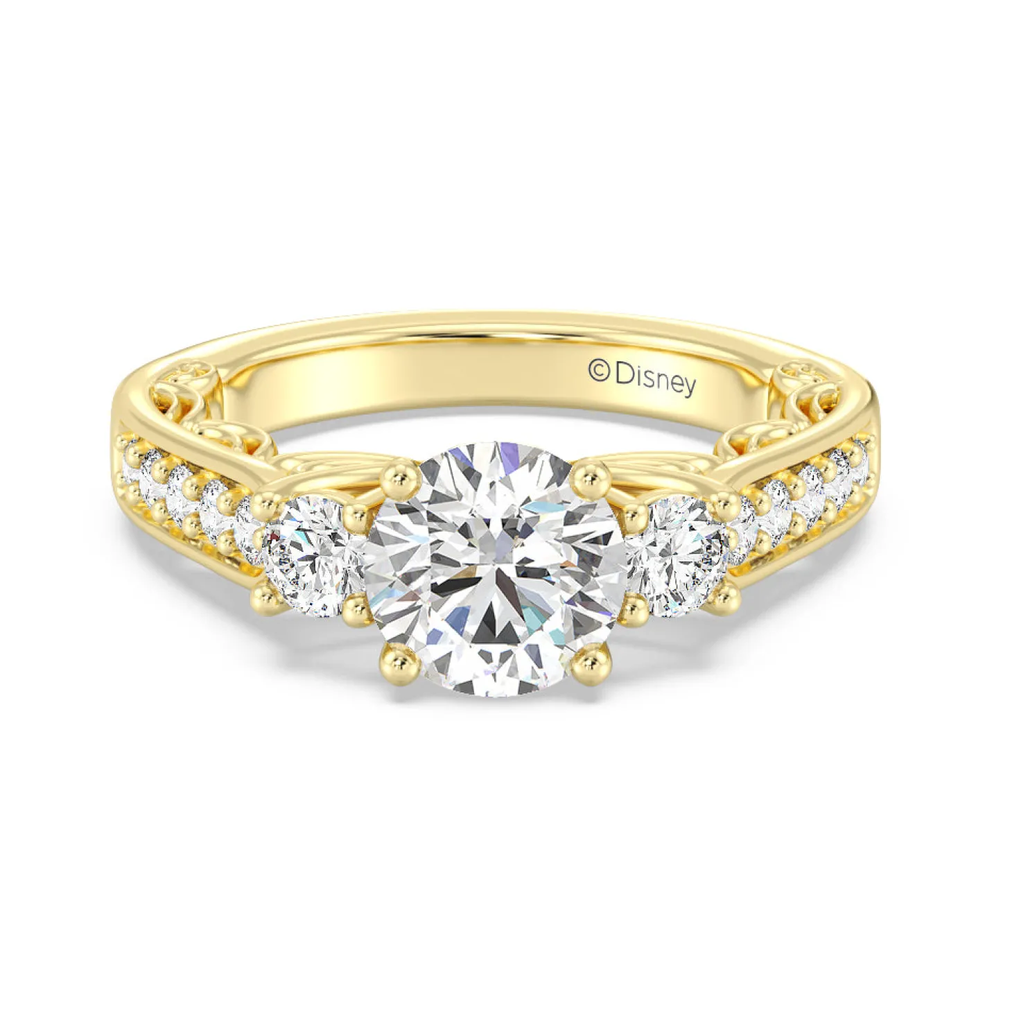 Enchanted Star Lab Grown Diamond 14K Gold Cinderella Three Stone Engagement Ring