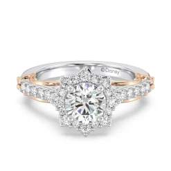 Enchanted Star Lab Grown Diamond 14K Gold Belle Halo Engagement Ring with Rose Gallery